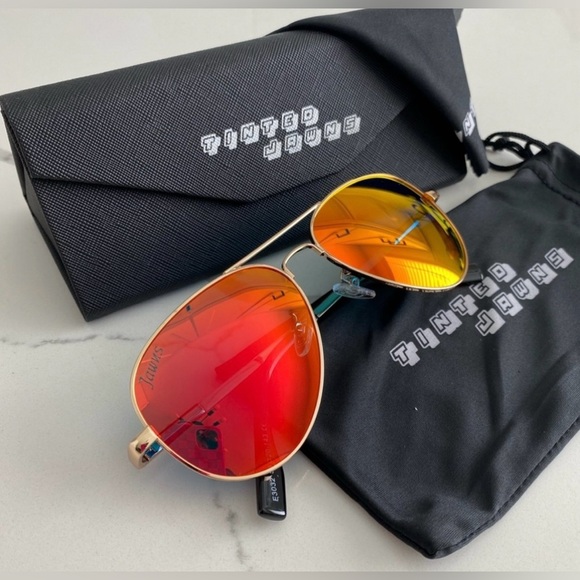 Tinted Jawns Orange/Red Aviator Sunglasses NEW!!!🔥🕶️ - Picture 5 of 8